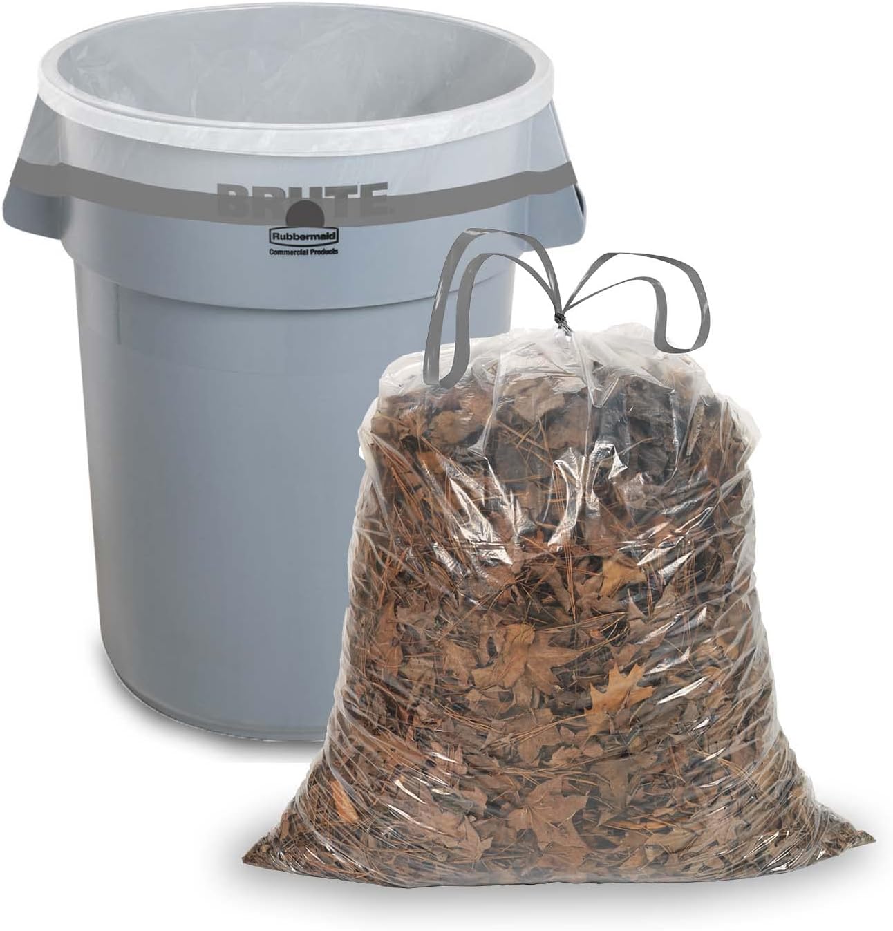 Ultrasac 39 Gallon 1.0 MIL Clear Drawstring Trash Bags - 33" x 40" - Pack of 70 - For Lawn & Leaf