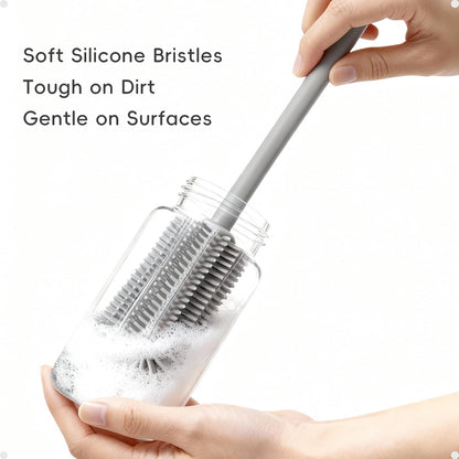 Reusable Silicone Straw Cleaner Brush Set, 2-Pack Extra Long Straw Cleaning Brush for Metal Glass Water Bottle Drinking Straws, Flexible&Bendable Design, Dishwasher Safe, 6mm & 8mm Diameter