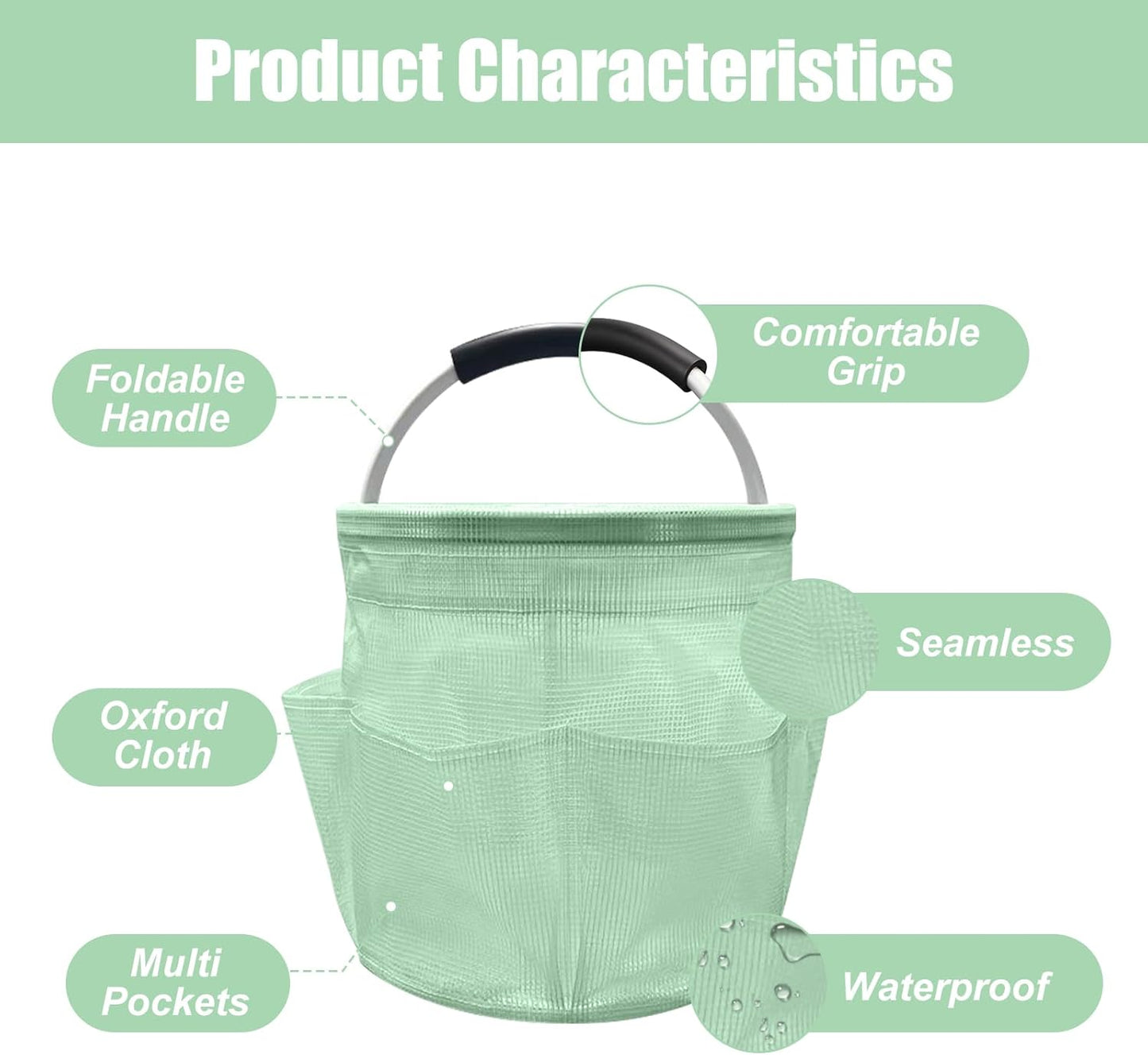 Qivine 17L Cleaning Caddy with Handle, Cleaning Supply Caddy Foldable Tool Bag Cleaning Products Organizers Portable Cleaning Bucket Organiser for Storing Towels(Blue)