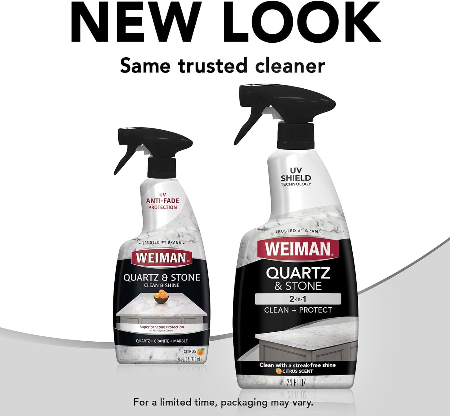 Weiman Quartz Countertop Cleaner and Polish - Clean and Shine Your Countertops Islands and Stone Surfaces with UV Protection, 24 Ounce with MicroFiber Towel, 2 Pack