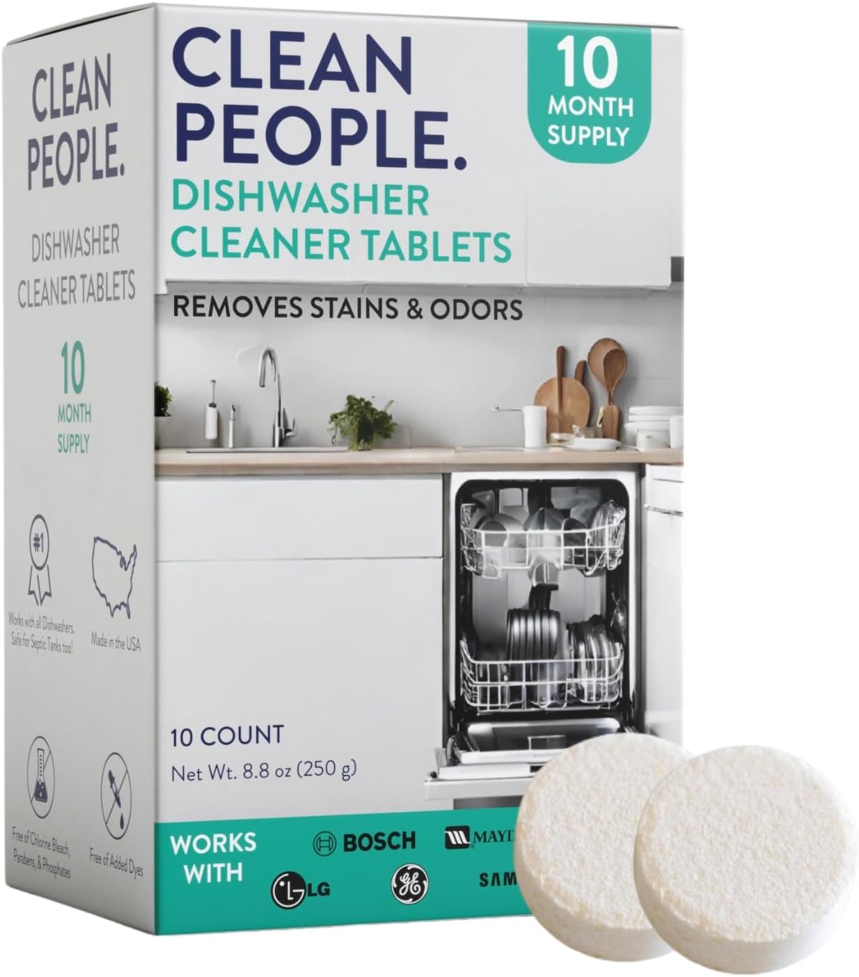 The Clean People Dishwasher Cleaner - Dishwasher Cleaner Tablets for Removing Limescale, Mineral Buildup, Grease & Odors - 6 Count, Citrus Scent