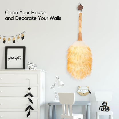 Extendable Cleaning Duster,66.9Inch Telescoping Feather Dusters with Stainless Steel Extension Pole for Cleaning High Ceiling Fan, High Ceilings,Furniture