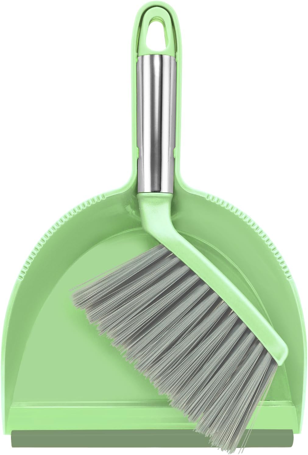NACENA Mini Broom and Dustpan Set, Small Dust Pan and Brush Set with Handle Dustpan Teeth for Cleaning Hair Suitable for Office Desks Drawers Sofas Outdoor Camping, Light & Purple