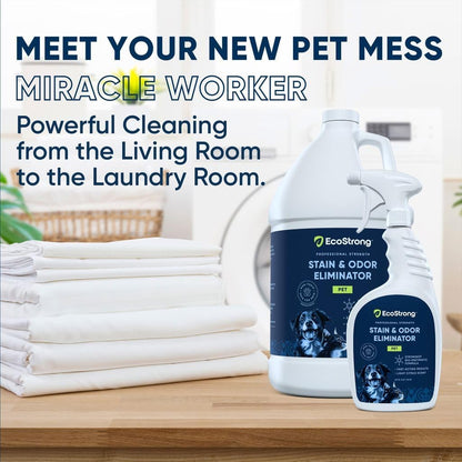Eco Strong Pet Stain and Odor Remover - Cat Urine Enzyme Cleaner Destroyer, Urine Destroyer for Dogs, Pet Urine Enzyme Cleaner - 128 Oz