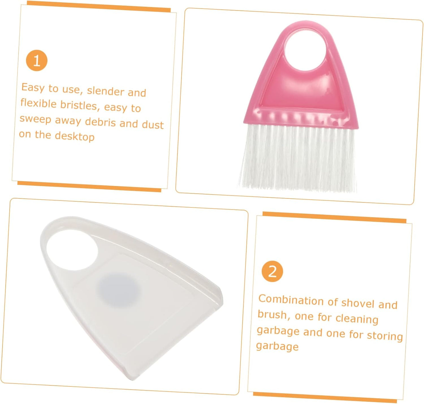 Mini Broom and Dustpan Set 2 Pieces Compact Desktop Cleaning Tools with Flexible Bristles for Pet Hair Household Debris and Car Interior Cleaning