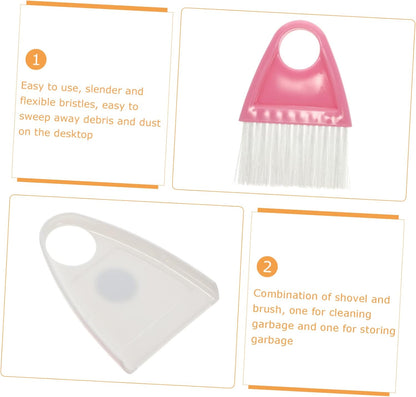 Mini Broom and Dustpan Set 2 Pieces Compact Desktop Cleaning Tools with Flexible Bristles for Pet Hair Household Debris and Car Interior Cleaning