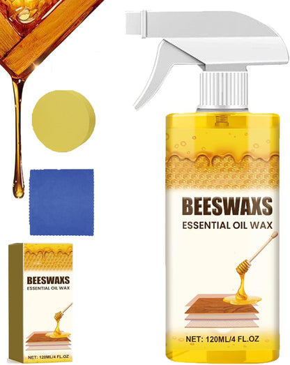 Beeswax Wood Polish Spray, Natural Beeswax Repairing and Care Spray, Bees Wax Furniture Polish and Cleaner, Deep Cleaning Bees Wax for Hardwood Floors & Kitchen Cabinets, Restores Natural Gloss (1Pcs)