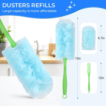 30PCS Disposable Dusters Refills Compatible with Swiffer,180 Degree Electrostatic Disposable Replacement Head for Home,Office,Ceiling Fans,Blinds and Furniture Dusting