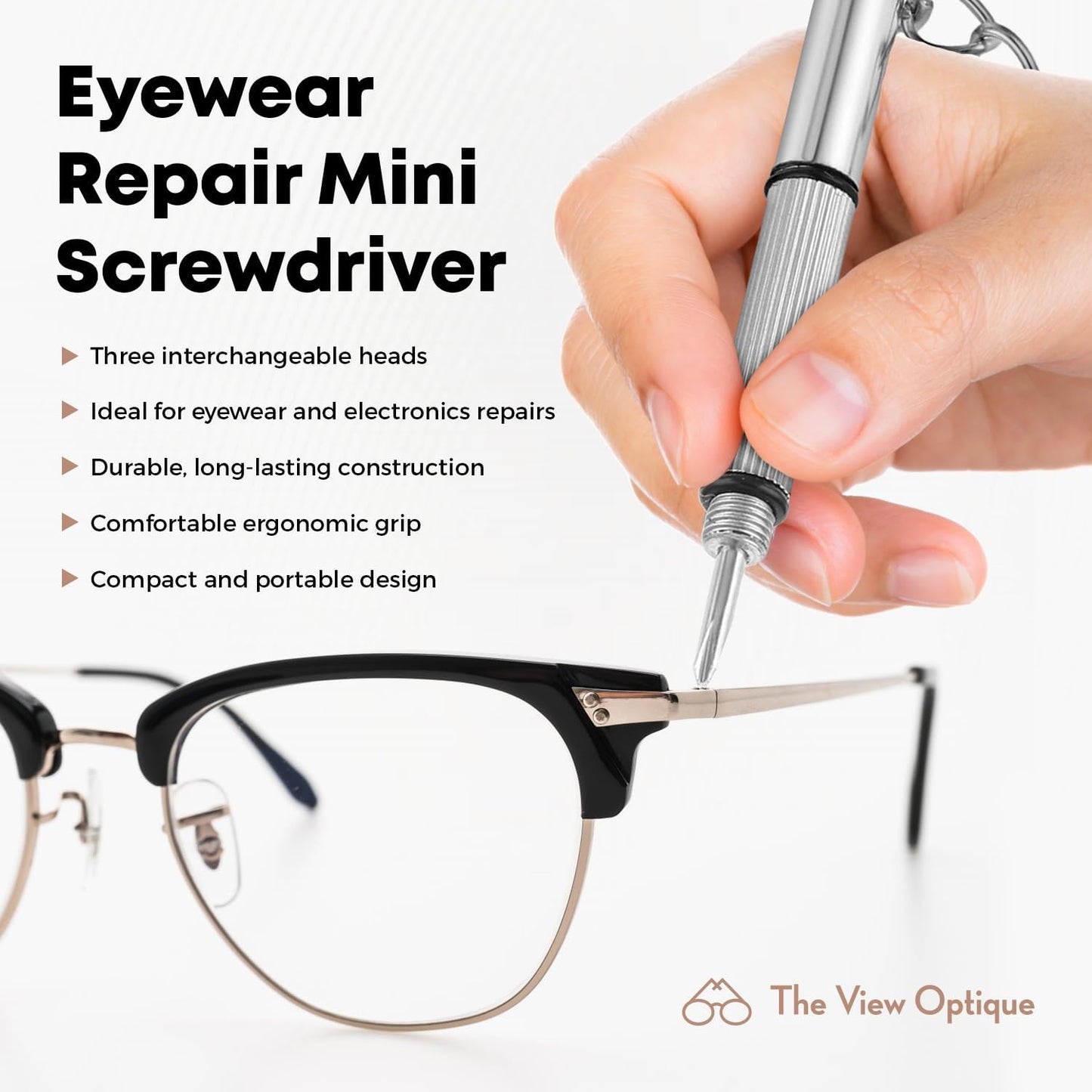 Anti-Reflective Lens Cleaner & Repair Kit – 0.4oz Glasses Cleaner Spray, Microfiber Cloth & Keychain Screwdriver in a Vinyl Snap Case for Eyeglasses, Sunglasses & Screens(3 Piece Set)