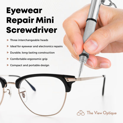 Anti-Reflective Lens Cleaner & Repair Kit – 0.4oz Glasses Cleaner Spray, Microfiber Cloth & Keychain Screwdriver in a Vinyl Snap Case for Eyeglasses, Sunglasses & Screens(3 Piece Set)