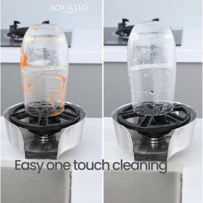 2 in1 Glass Rinser for Kitchen Sink - Stainless Steel Cup Cleaner - Counter Top Bottle Washer - Kitchen Sink Accessories - Attachements - Sink Sprayer (Nickel)