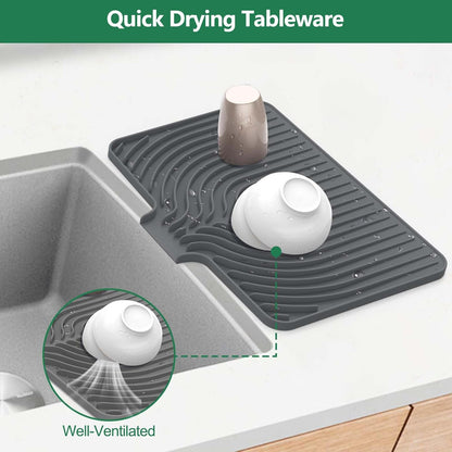 GUUKIN Sponge Holder for Kitchen Sink, Sink Caddy and Soap Tray | 10x4 inch Kitchen Sink Organizer | Compatible with Scrub Daddy, Kitchen Sink Accessories (Grey)