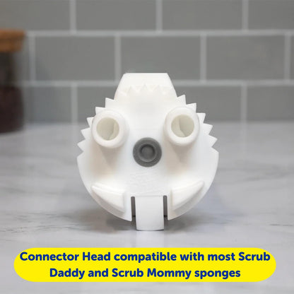 Scrub Daddy Dish Daddy Dish Wand & Refill Heads, Soap Dispensing Dish Brush, Texture Changing Washing Up Sponge With Liquid Handle, Dish Sponge with Built-in Scraper & Scrubbing Head, Drip stand, Blue