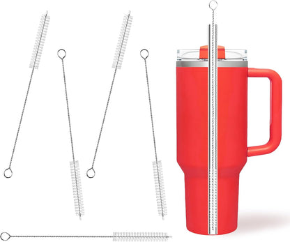 Cleaning Brushes for Reusable Drinking Straws, Set of 5, Long Wire Handle, Bottle and Straw Cleaner for Stanley Mug, Sippy Cup, Water Bottle and Tubes, Reusable and Flexible