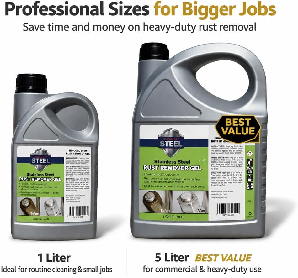 CLEAN MY STEEL Innoshine B570 Stainless Steel Rust Remover and Cleaner, NSF Certified, Approved for Food Contact Areas, 4 oz