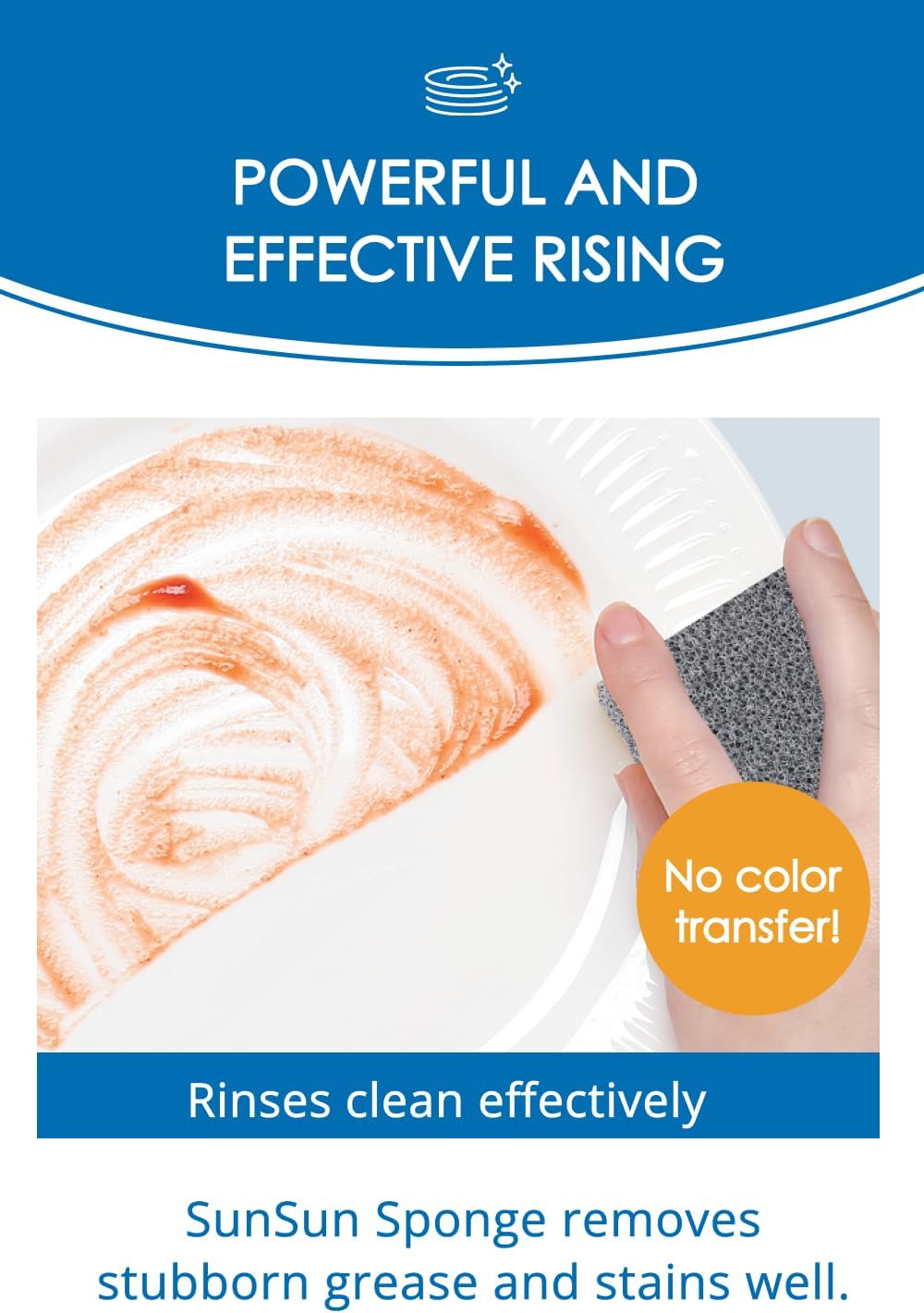 SunSun Sponge Kitchen Sponges, Made in Japan All Surface Scratch-Free Odor Resistant Durable Long-Lasting Sponge for Dishwashing, Pastel Color, 4 Count