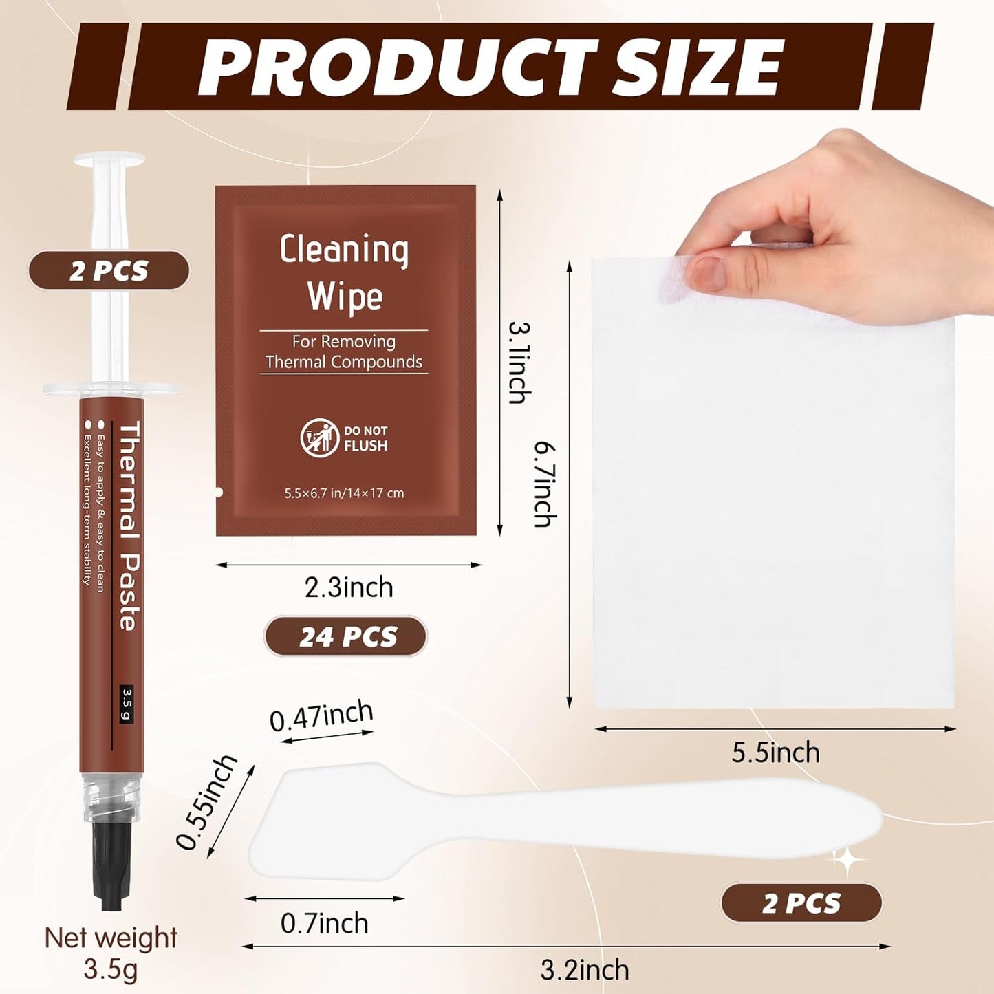 2 Pack Thermal Computer Paste 3.5g with Spatula and Cleaning Wipes for CPU Consoles Graphics Cards Laptops High Thermal Conductivity, Long Durability Safe Application