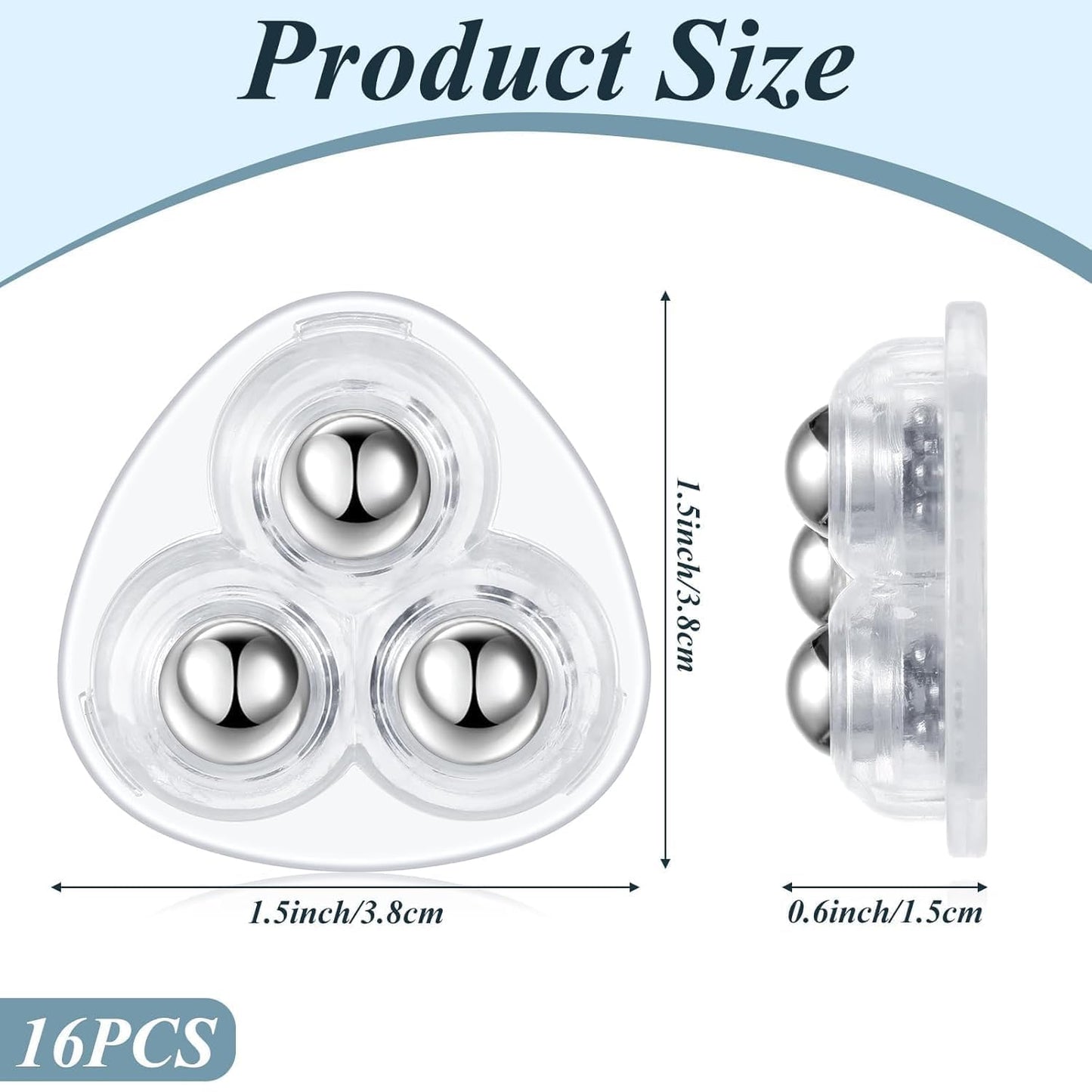 Self Adhesive Paste Caster Wheels for Furniture Bucket, Ball Castors Flat for Furniture ABS Material Load Capacity 20 LBS Per Wheel Mini Universal Wheel for Trash Can Storage Boxes 12 PCS (Clear)