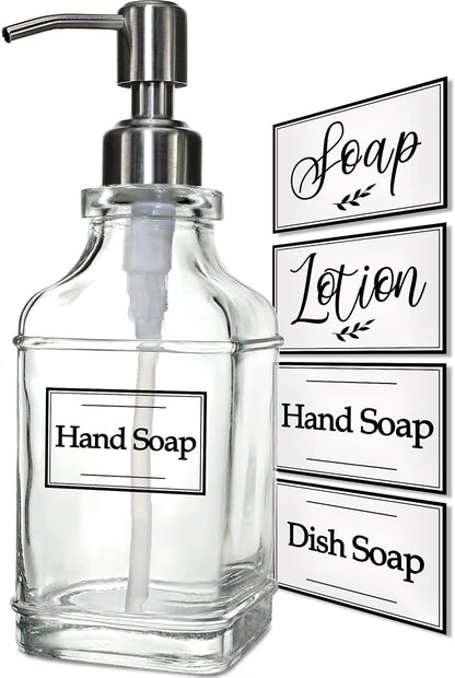 JASAI 2Pack Glass Soap Dispenser with Black Rust Proof Pump, Refillable Dish Soap Dispenser with for Kitchen and Bathroom.