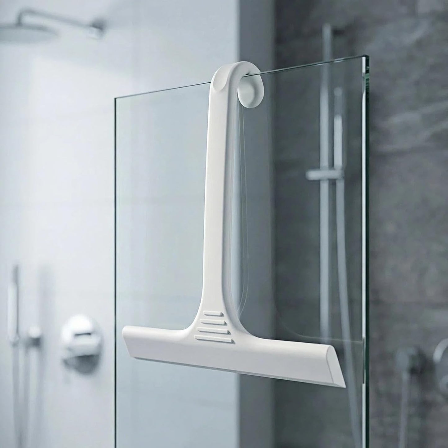 Silicone Shower Squeegee - All-in-One Design with Built-in Hook, 10 Inch Streak-Free Bathroom and car Cleaner for Glass Doors, Mirrors, Windows, Tiles Purple