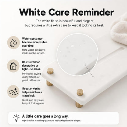 Razborci Water Absorbing Stone Sink Caddy, Diatomite Kitchen Sink Organizer, Bathroom Counter Tray, Faucet Drying Mat Coaster Soap Dish Rack Riser Dispenser Sponge Holder, Silver, White 10" x 4"