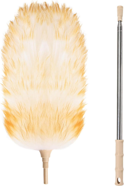 Extendable Cleaning Duster,66.9Inch Telescoping Feather Dusters with Stainless Steel Extension Pole for Cleaning High Ceiling Fan, High Ceilings,Furniture