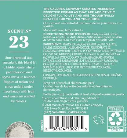 Caldrea Dish Soap, Biodegradable Dishwashing Liquid made with Soap Bark and Aloe Vera, Ginger Pomelo Scent, 16 oz