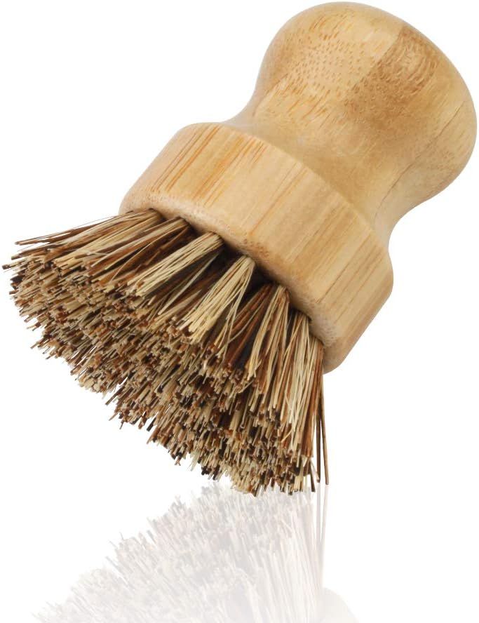 2 Pack Bamboo Dish Scrub Brush, Picowe Natural Scrub Cleaning Brush Vegetable Brush for Dishes Cast Iron Pots Pans, Used in Bathroom Kitchen Sink Household Cleaning