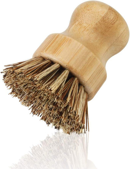 2 Pack Bamboo Dish Scrub Brush, Picowe Natural Scrub Cleaning Brush Vegetable Brush for Dishes Cast Iron Pots Pans, Used in Bathroom Kitchen Sink Household Cleaning