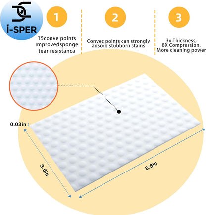 60 PCS Magic Sponge Eraser Sheets, Reusable Upgrade Convex Point Scrub Pad Singles Eraser Cleaning Sponge Portable Thin Nano Wipes for Kitchenware Furniture Faucets Hard-to-Reach Places