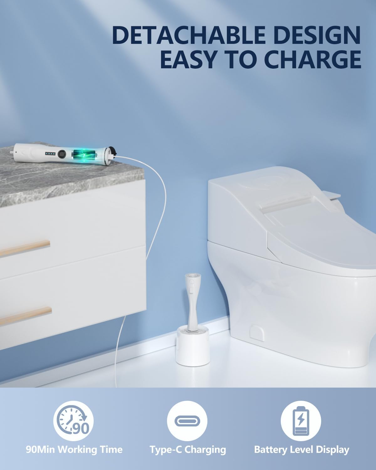 Electric Toilet Brush and Holder Set, Leebein 8 in 1 Electric Toilet Bowl Cleaning Kit with 8 Replaceable Brushes, Hard Nylon Brush and Soft Silicone Brush, 6 Refills Disposable Cleaner Brush