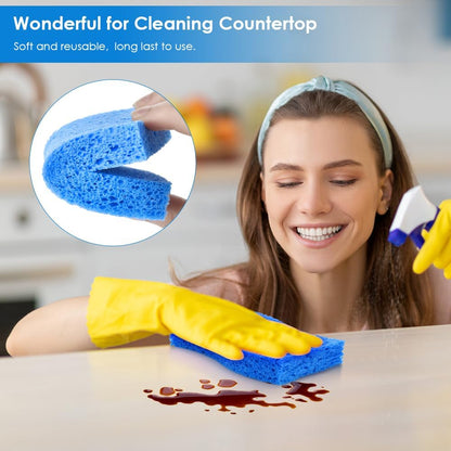 8PCS Dish Sponges Kitchen, Premium Blue Dish Washing Kitchen Sponge, Compressed Cleaning Sponges for Cleaning Kitchen and Bathroom, Non Scratch Scrub Sponge, Cleans Quickly and Well
