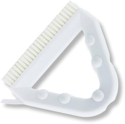 SPARTA Plastic Commercial Grout Brush, Triangle-Shaped Scrub Brush with Scraper and Two Threaded Holes for Attaching Handle (Sold Separately), 9 x 7 x 7 Inches, Gray