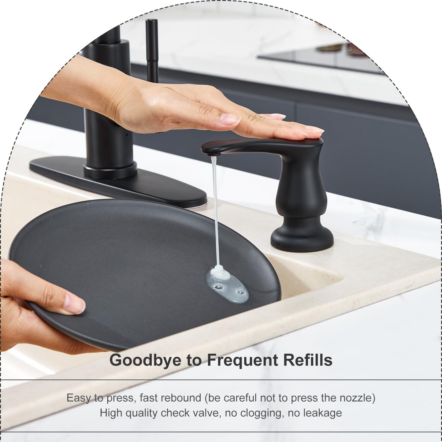GAGALIFE Kitchen Sink Soap Dispenser Brushed Nickel, Under Sink Soap Dispenser with 40" Silicone Extension Tube Kit,Say Goodbye to Frequent Refills