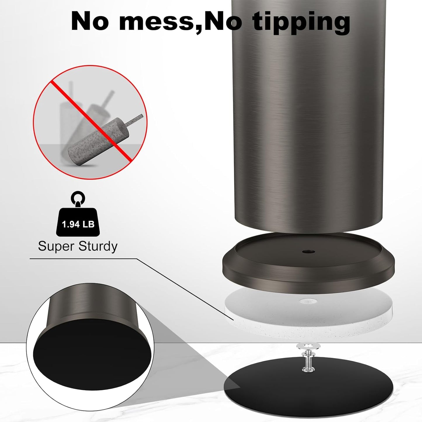 Stain Nickel Toilet Brush and Holder，Extra Long Handled Toilet Brush for Bathroom，Stainless Steel Heavy Duty Toilet Bowl Brush,Removable Inner Bowl,Deep Cleaning Dense Bristles Brush -Space Saving