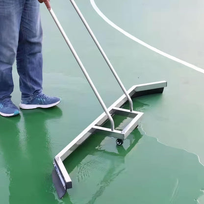 4.5FT Sport Tennis Court Squeegee Floor Squeegee Heavy Duty Commercial Squeegee for Floors with 2PCs EVA Foam Blade- Stainless Steel Silver