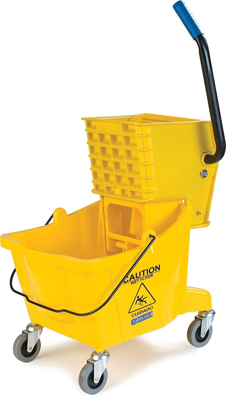 SPARTA Commercial Mop Bucket with Side Press Wringer, Floor Cleaning Essentials for Commercial and Home Use 26 Quart Capacity, 1 Count, Red