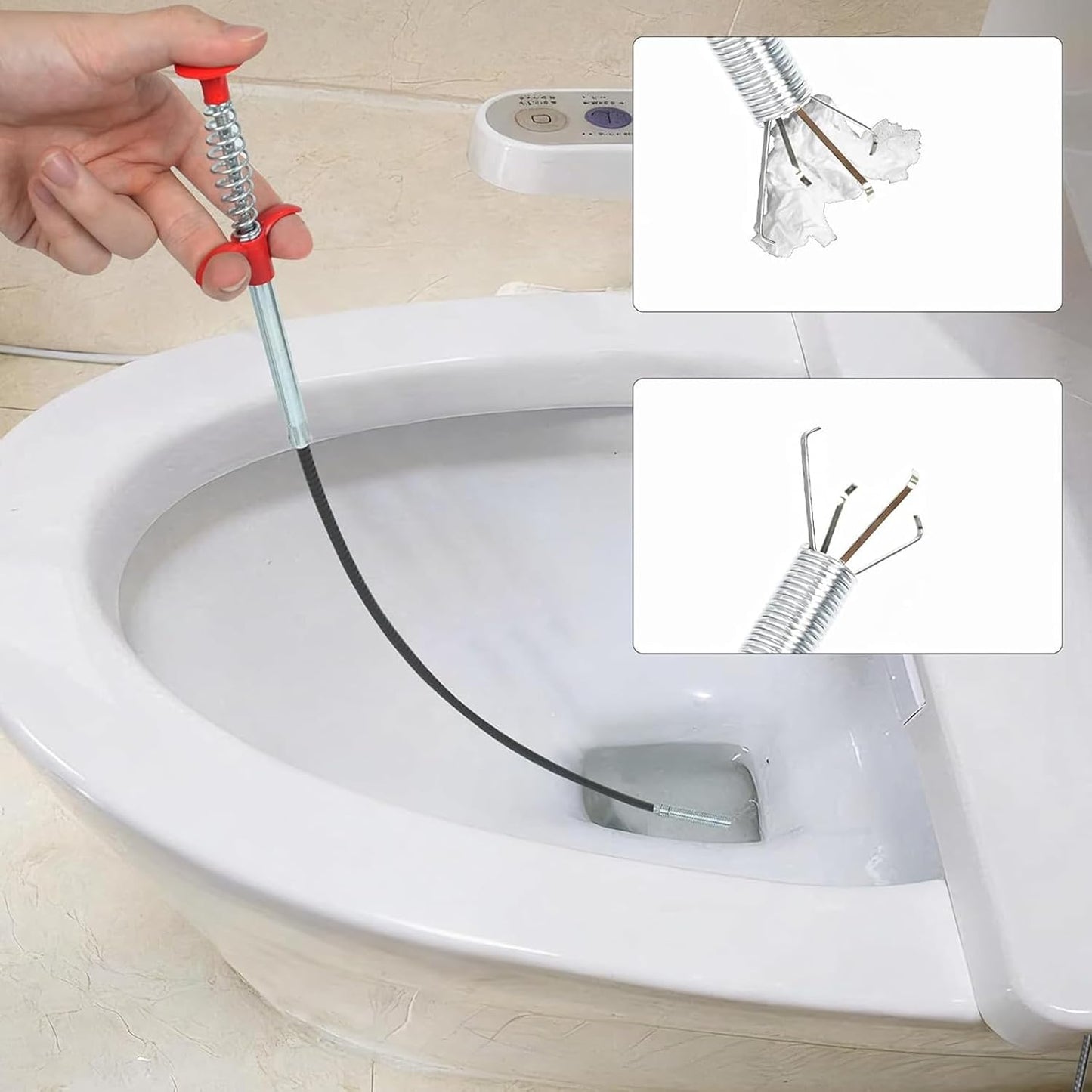 (76 inch) Drain Snake, Drain Clog Remover - Gutter Cleaning Tools Cleaner for Toilet Sewer Shower Kitchen Bathroom Tub Tool, Flexible Grabber Claw Pick Up Reacher