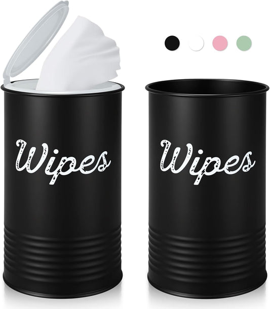 Frienda 2 Pcs Metal Wipe Holder for Kitchen Disinfectant Wipes Dispenser Farmhouse Vintage Countertop Sanitizing Wipe Storage Container Organizer Caddy for Bathroom Office up to 80 cont(Pink)