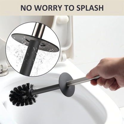 BGL Toilet Brush and Holder Set, Matte Black Freestanding for Bathroom Storage and Organization, Square Design Sturdy and Space Saving