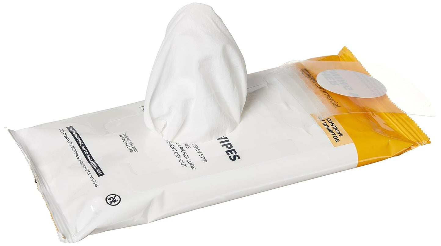 AmazonCommercial Leather Cleaning Wipes, 120 Count, 30 Count (Pack of 4)