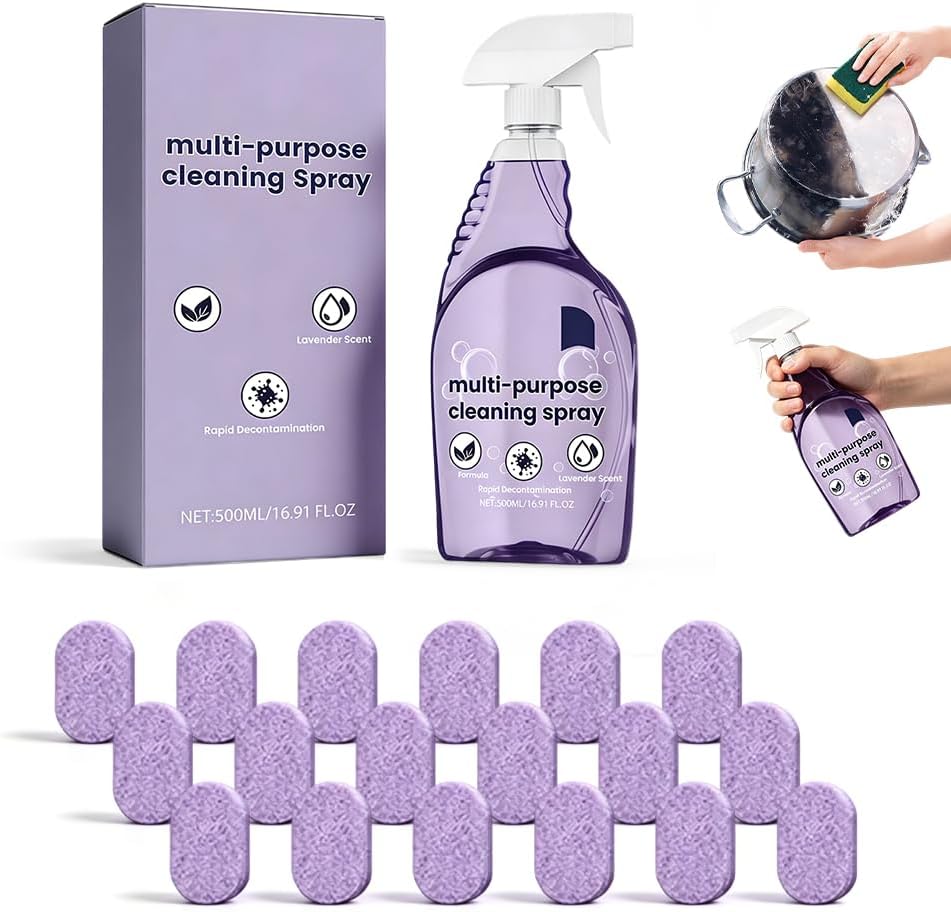 Fliwos Spray Oven Cleaner, 2026 Upgraded All-Purpose Spray Cleaner with Concentrated Cleaning Tablets, Multi-Surface Cleaning Spray for Oven, Grill, Kitchen, Bathroom and Home (1 Bottle+18 Pcs)