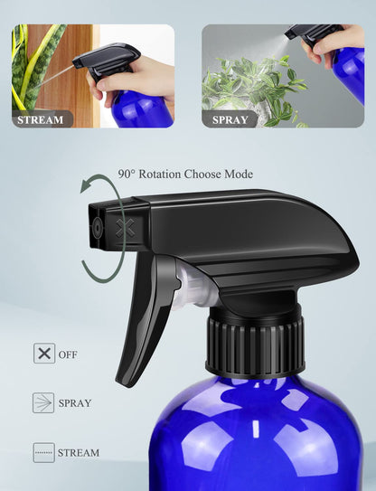 Wedama Amber Glass Spray Bottles, 16 oz Glass Spray Bottles for Cleaning Solutions and Essential Oils, Refillable Empty Spray Bottle with Adjustable Nozzles for Alcohol, Plant and Hair Care (1 Pack)