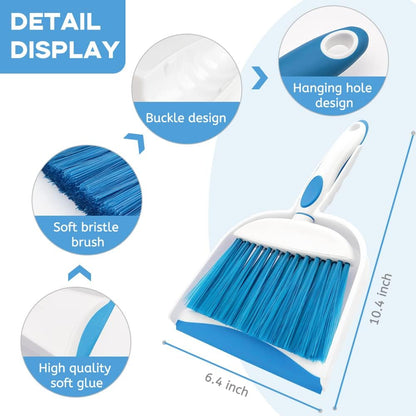 Small Broom and Dustpan Set, Small Dustpan and Brush Set, Mini Dust pan and Brush, Hand Broom and dust pan, Mini dustpans are Ideal for Cleaning Little Areas Like desks, Kitchens, pet Rooms. (3 Set)