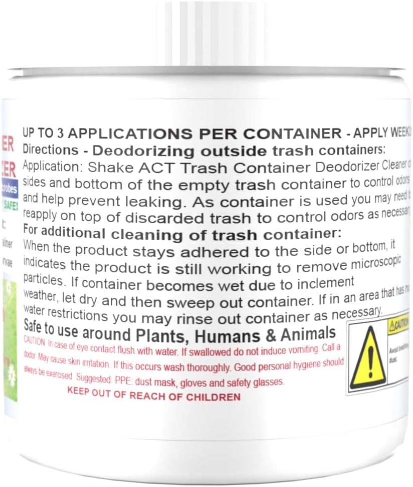 ACT Trash Deodorizer and Cleaner | Eliminates Odors Controls Garbage Sludge | for Garage and Outdoor Bins | Dry Powder Eco-Friendly 2.5lb