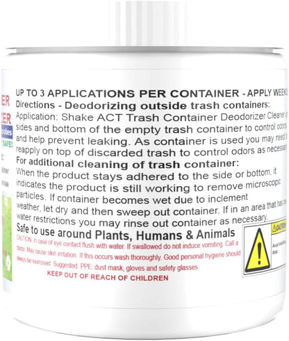 ACT Trash Deodorizer and Cleaner | Eliminates Odors Controls Garbage Sludge | for Garage and Outdoor Bins | Dry Powder Eco-Friendly 2.5lb