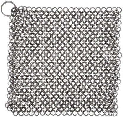 Chainmail Scrubber Cleaner 7.8" x 7.8" Premium 316L Stainless Steel Scrubber for Cast iron Pots,Pan, BBQ Grill, Wok and All Kitchenware Items - Stainless Steel
