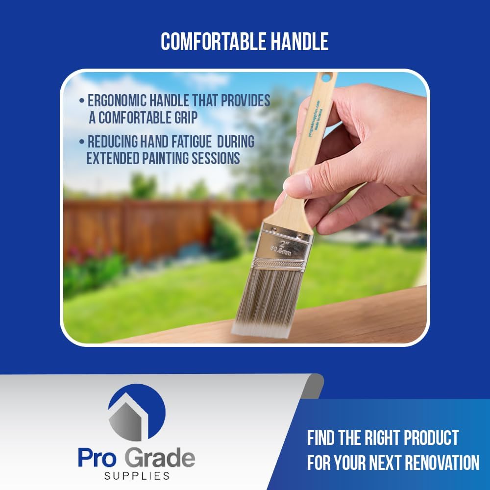 Pro Grade 2 Inch Angled Paint Brush (3 Pack) – Professional Angle Sash Brushes for Cutting in Trim, Walls, Cabinets & Detail Work – Works with Latex & Oil-Based Paint