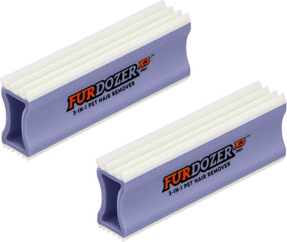 FurDozer Pet Hair Remover & Auto Detailing Tools - Cat & Dog Hair Remover for Carpets, Car Interiors, Couches, Bedding, & Pet Furniture (Gray, X3 PRO - 5" Long)