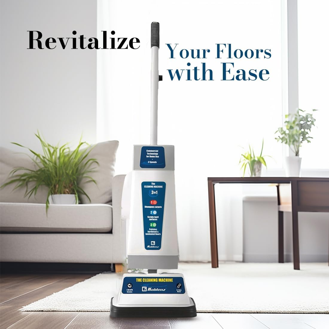 Koblenz Shampooer and Polisher Cleaning Machine, Floor Cleaner with 1100-rpm Motor, 5' Power Cord, 120-oz Tank, 2-Speed Settings, Scrubbing Brushes, Lambswool Pads, and Polishing Pads, P-820 B